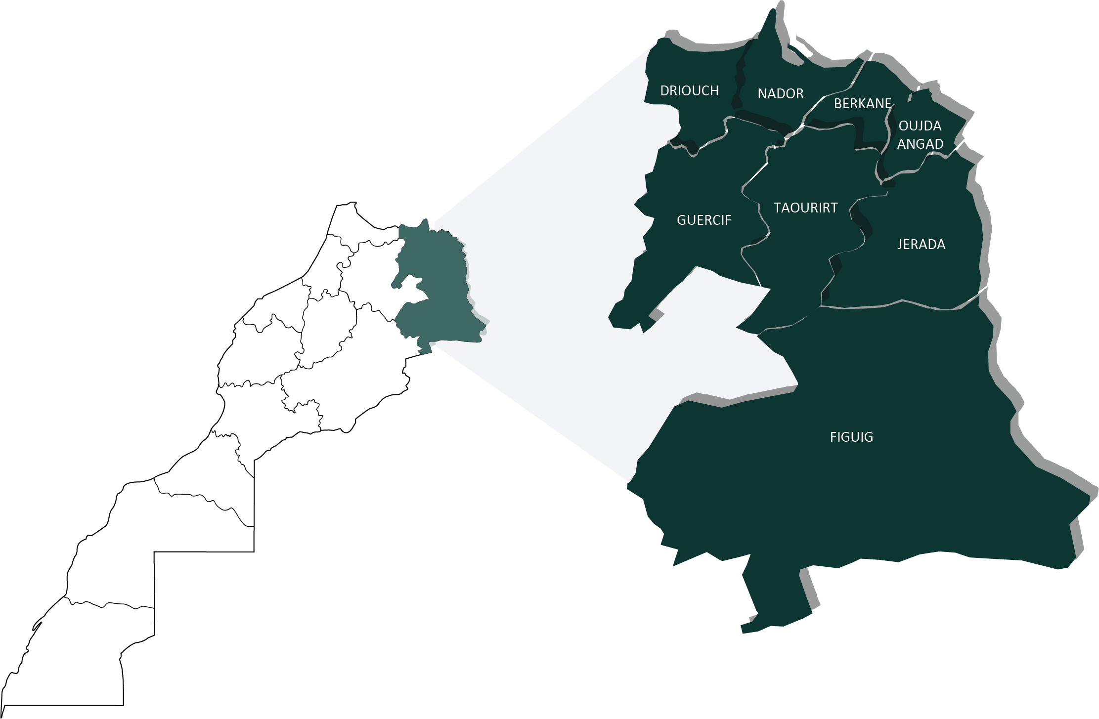 Carte de la région de l'Oriental